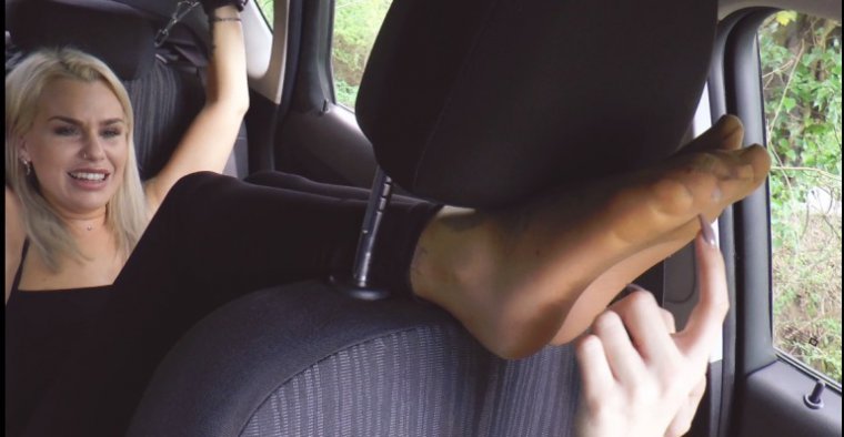 UKTickling  Rachelles Nails Torment Jades Feet In The Car!