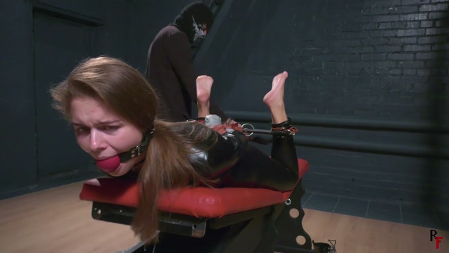Russian Fetish – Leya in catsuit – Ballgagged and foot tickled