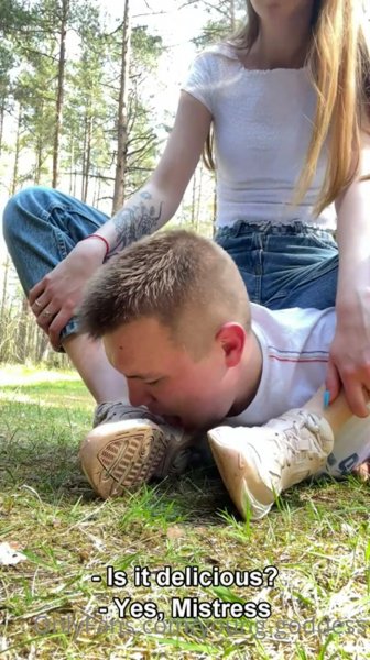 RUSSIAN YOUNG GODDESS - Dominating My Little Loser Slave In The Woods While Hiking