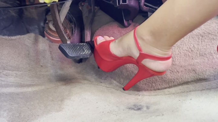 Brina Candi - Brina Driving in Red Stiletto Heels