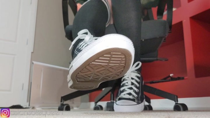 AsianSoleQueen - Under The Desk Humiliation JOI With Converse And Thigh High Sock Removal